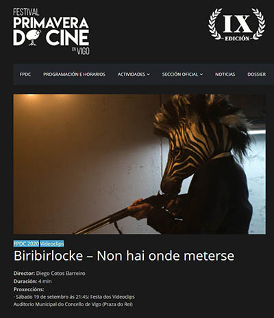 El Videoclip de EISV Non hai onde meterse de Biribirlocke seleccionado en el Festival Primavera do Cine